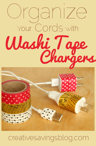 Organize Your Cords with Washi Tape Chargers