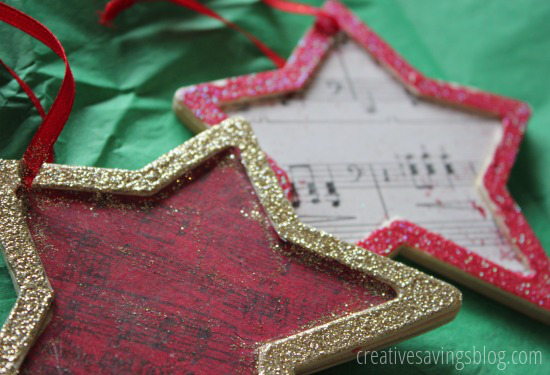 DIY Glitter Music Ornaments