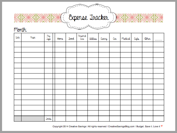 free printable business expense tracker