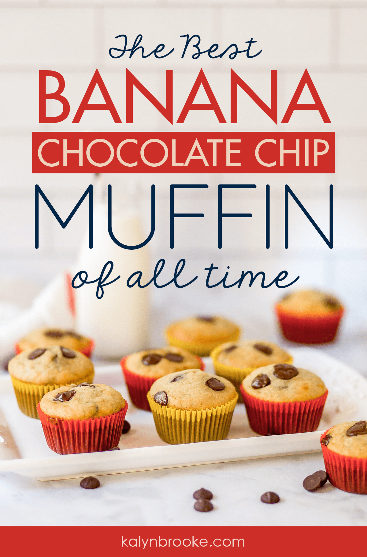 I've been searching for a filling, on-the-go breakfast and finally found it in these muffins! I make a dozen or two on the weekend and I'm good to go all week! Plus, now I know what to do with those overripe bananas I seem to always have on hand! #muffinrecipe #easymuffinrecipe #bananachocolatechipmuffin #chocolatechipmuffin #bananamuffinrecipe 