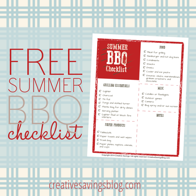 FREE Summer BBQ Checklist