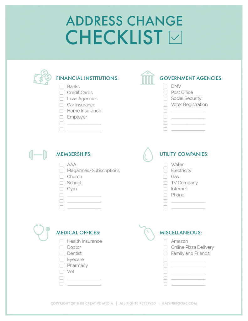 The Ultimate Change of Address Checklist Printable