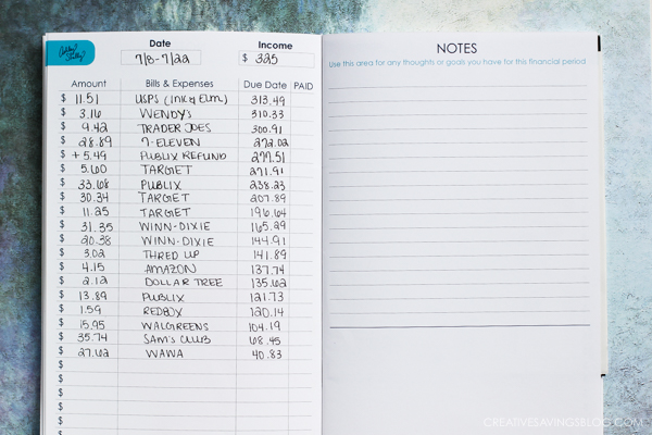 spending tracker in a notebook is one of many budgeting systems