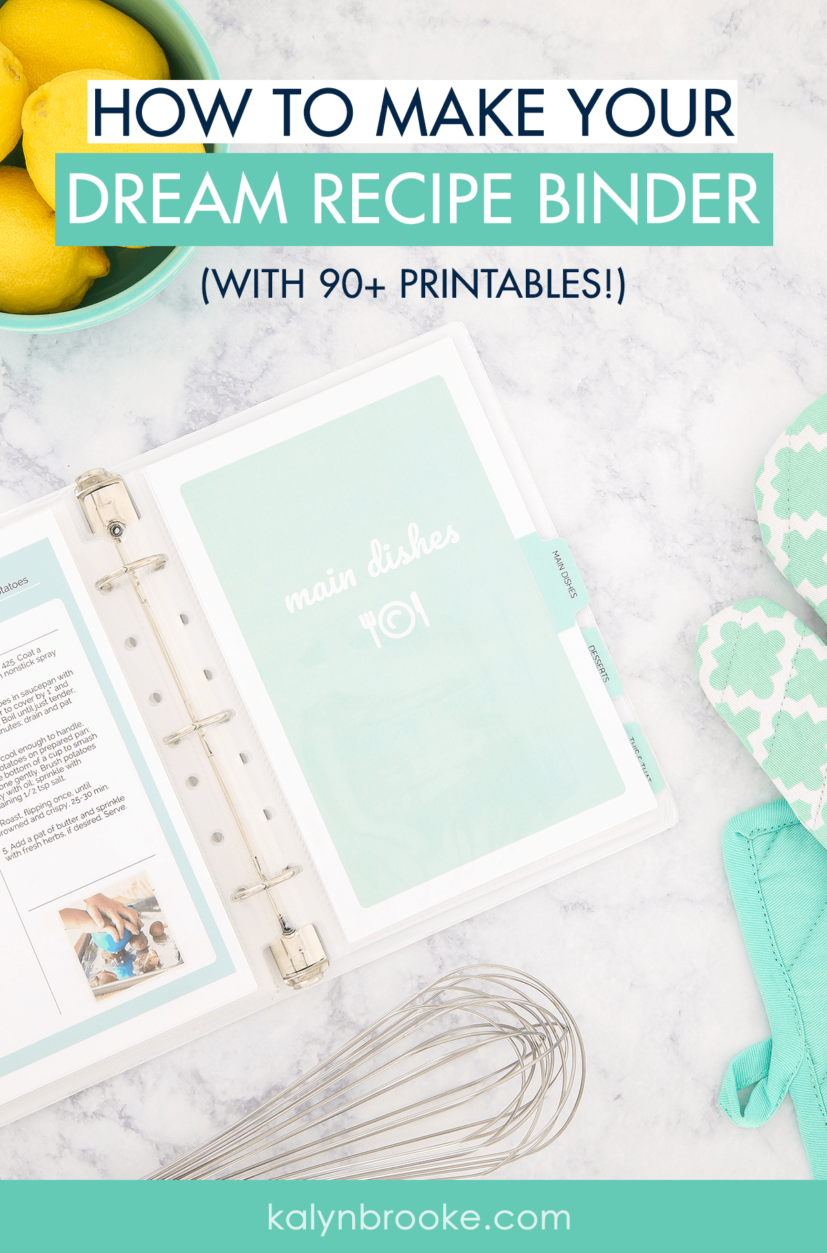 I've known for a long time that I needed to organize my recipes, but just looking at a dozen cookbooks and hundreds of loose papers always made me put it off—I was simply too overwhelmed! Until now. This printable recipe binder kit shows you step-by-step how to declutter, categorize, & organize everything in a more efficient way. My favorite recipes are all located in one easy-to-use notebook, and I don't dread meal planning anymore! #organizedrecipes #recipecollection #recipebook #recipebinder