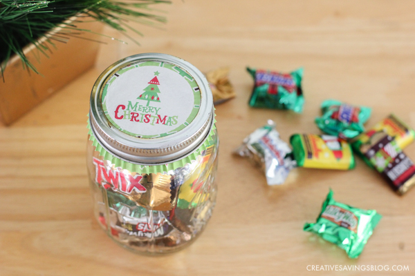 DIY Candy Jar gift using a cute muffin liner as a cover