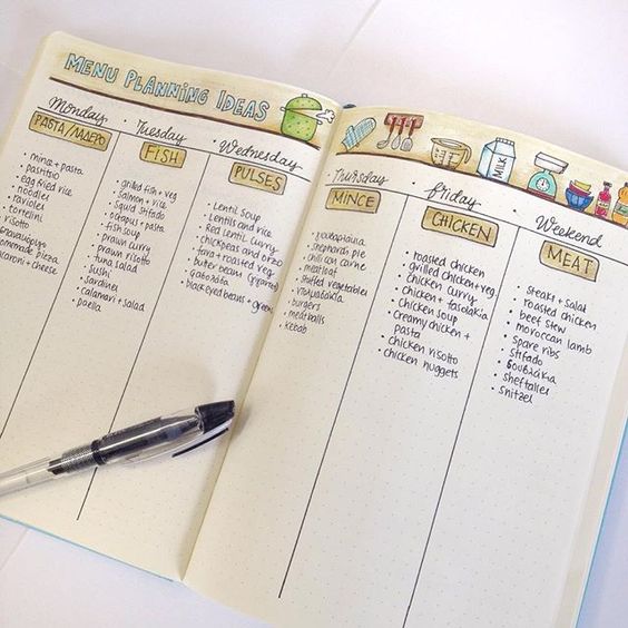 free meal planner bullet journal printable