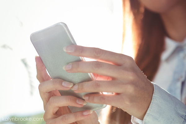 woman on her phone