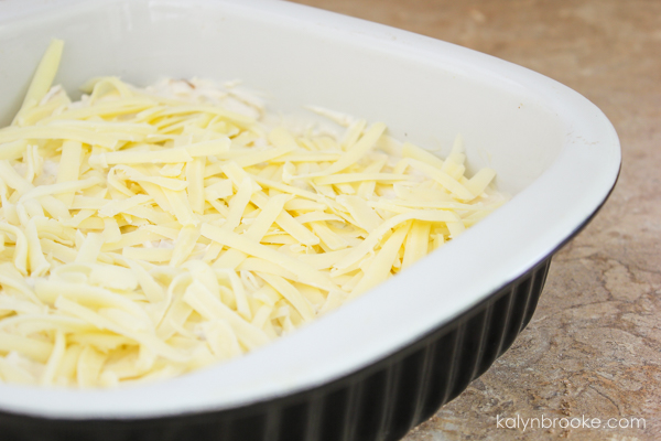 Cheesy Artichoke Dip ready to go into the oven