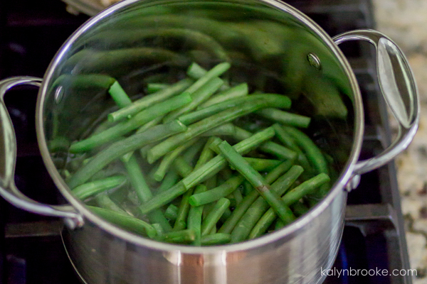Boil the beans - Green Beans and Almonds