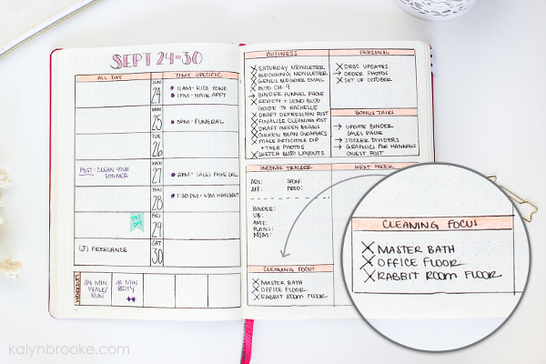 House Cleaning Schedule: Weekly Bullet Journal To-Do List