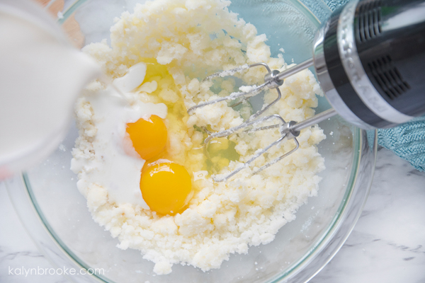eggs and milk in a mixing bowl