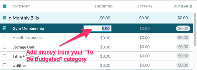 ynab budgeting my savings account