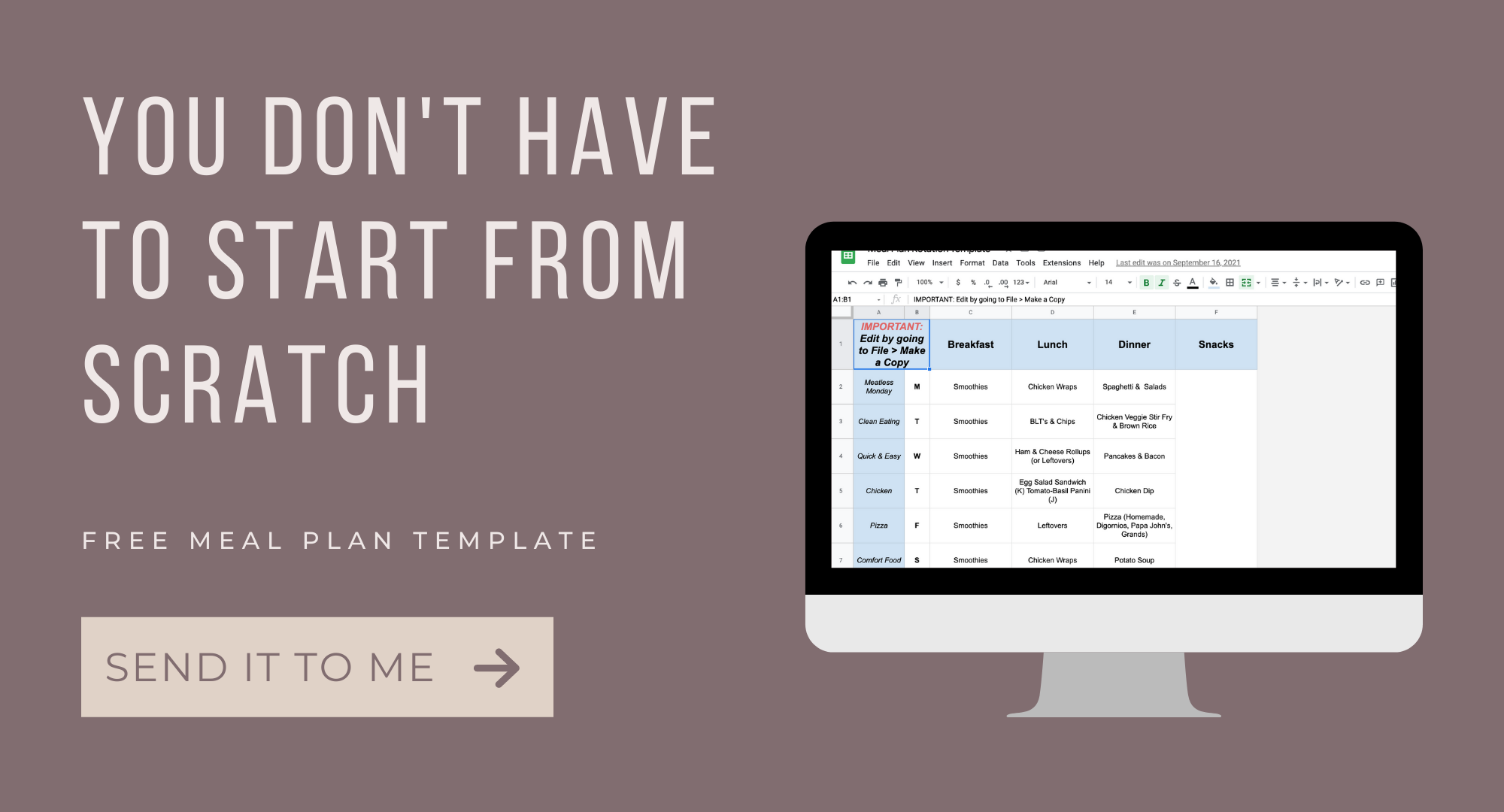 Meal Planner Templates in Google Docs (Free)